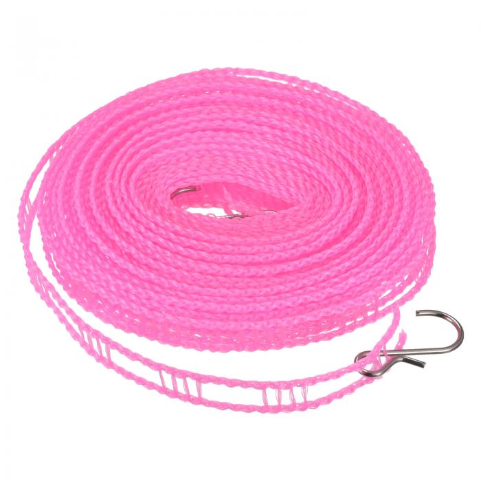 ポータブル物干し 8 M ナイロン 防風 ノンスリップ洗濯ラインロープ コートヤード アウトドア 旅行 キャンプ 洗濯物乾燥用 ピンク