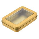 ファイル収納ボックス ギフトボックス ティンメタルボックス 長方形 クリア蓋付き ゴールドトーン 87 x 60 x 18mm 1個入り
