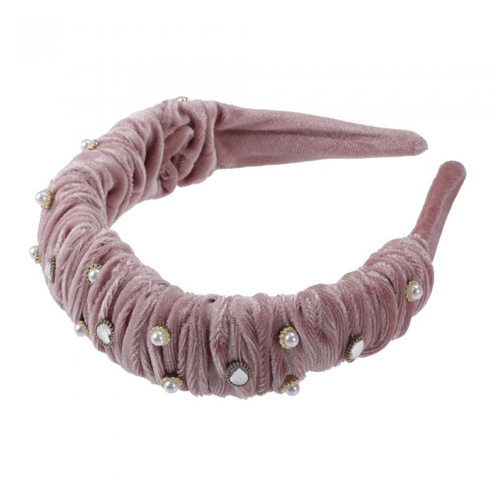 VOCOSTE ラインストーンカチューシャ キラ キラ パッド付きのヘアバンド 輝く フェイククリスタルヘッドバンド ヘアアクセサリー 女性用 4cm幅 1個 ピンク