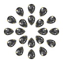 ラインストーンにティアドロップ縫い付け 20 個 - 18x13 mm フラットバックガラスティアドロップ水晶ラインストーン 金プロングセッティング クラフト ...