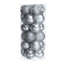 24個セット 1.1" クリスマスボールオーナメント シャッタープルーフ クリスマスツリー装飾 吊り下げボール クリスマスツリーのホリデー装飾用 (シルバー)