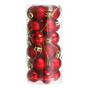 24個セット 1.1" クリスマスボールオーナメント シャッタープルーフ クリスマスツリー装飾 吊り下げボール クリスマスツリーのホリデー装飾用 (赤)
