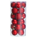 24個セット 1.5" クリスマスボールオーナメント シャッタープルーフ クリスマスツリー装飾 吊り下げボール クリスマスツリーのホリデー装飾用 (赤)