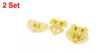 ソウテン トグルラッチ ジュエリー ボックス ケース スーツケース ハートデザイン ロック 40mmx40mm ゴールドトーン 2セット