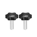 クランプねじノブ 直径38mm プラム六角形グリップスターノブ M10×30mmおねじ 2個