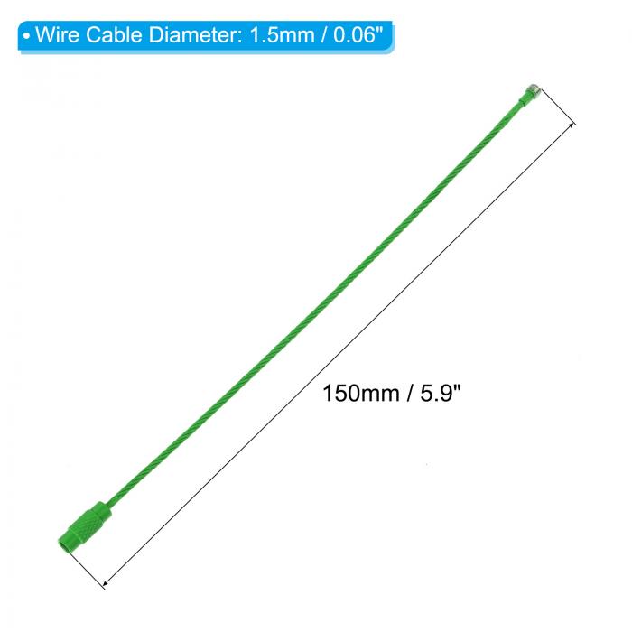 PATIKIL 150 mm長さ ワイヤーキーホルダーケーブル 6個 ステンレス鋼 1.5 mm キーホルダーループ アウトドア ハイキング 吊り下げ荷物タグ キー IDカード用 緑 3