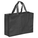 PATIKIL 25x35cm 再利用可能なギフトバッグ 10個 横型 不織布 食料品のトートバッグ 旅行収納用 ブラック