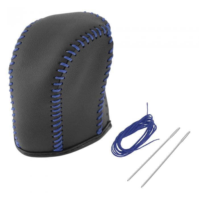 HEROFFIX アキュラに対応TL 2009-2014用のギアシフトノブカバー1セット スティックシフトハンドルプロテクターブラックブルー人工レザー(2)