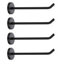 4個5.7インチコートフック、ステンレス製ロングノーズ壁掛けフック、居間、バスルーム、クローゼット、ワードローブ用のローブタオルハンガー、黒