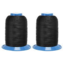 接着ポリエステル糸 約650 M 0.45mm 手縫いおよびミシン縫製用 超強力な張り糸 ダークブラック 2個入り
