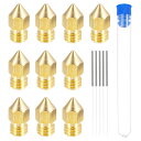 ブラスノズル ノズルクリーニング針 0.2mm 3Dプリンタ 押出機ノズルヘッド M6スレッド 3Dプリンタ ノズル 1.75 mm押出機 プリント ブラス 1...
