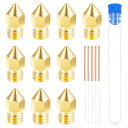 ブラスノズル ノズルクリーニング針 0.5mm 3Dプリンタ 押出機ノズルヘッド M6スレッド 3Dプリンタ ノズル 1.75 mm押出機 プリント ブラス 1...