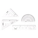 8ピース定規セット 15 cm 柔らかい ストレート定規 分度器 三角測定器 波線付き 教室用 オフィス用 透明