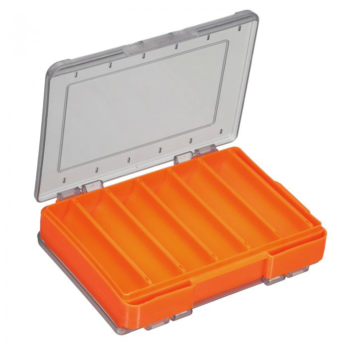 PATIKIL 両面 プラスチックボックス 釣りルアー収納コンテナ 12グリッド 釣り道具オーガナイザー オレンジ