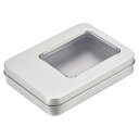 メタルティンボックス ブリキ缶 ギフトボックス 長方形 クリアウィンドウ蓋付き シルバートーン 115 x 85 x 22mm 2個入り