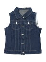 Allegra K デニムベスト ノースリーブ 袖なし 胸ポケット シングルブレスト カジュアル レディース ネイビーブルー L(4)