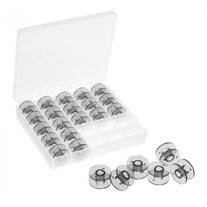 PATIKIL プラスチックボビン ミシン用 ケース付き 刺繍 25個 ブラック