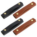 ハンドバッグハンドルラップカバー 荷物グリップ保護 PUレザー スーツケース用 ショッピングバッグ用 13x10 cm ダークブラウン ブラック 4個