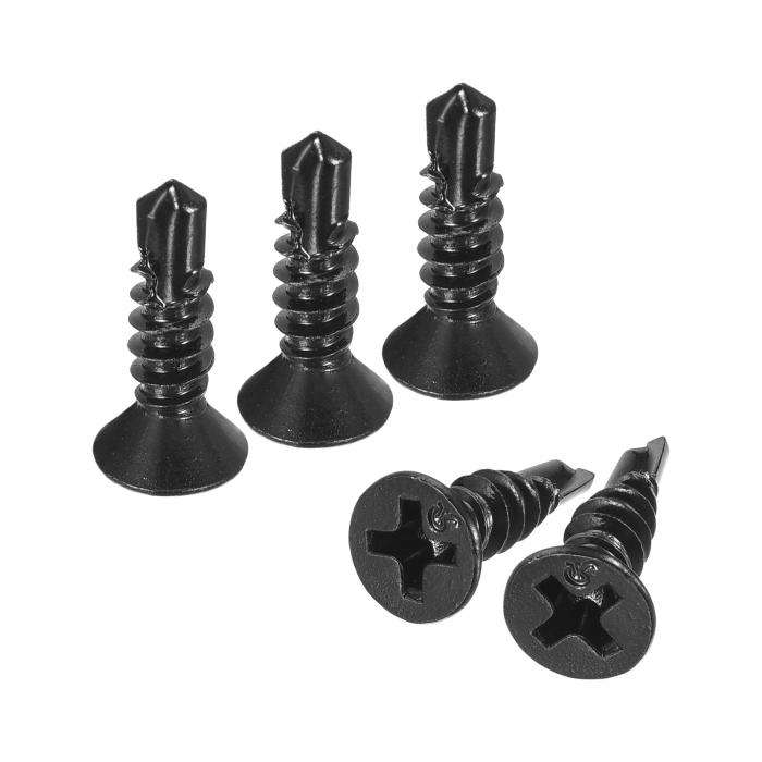 パンヘッドセルフドリリングネジ #8x16 mm ブラック酸化物 410ステンレス鋼 ドライブセルフタッピング板金ネジ 50個入り