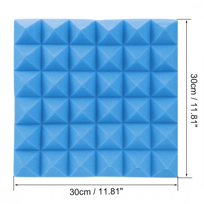 ソウテン アコースティックフォームパネル ノイズ吸収 防音スポンジ ピラミッド型の溝 30x30x5cm レコーディングスタジオ Ktv ダークブルー 6パック入り