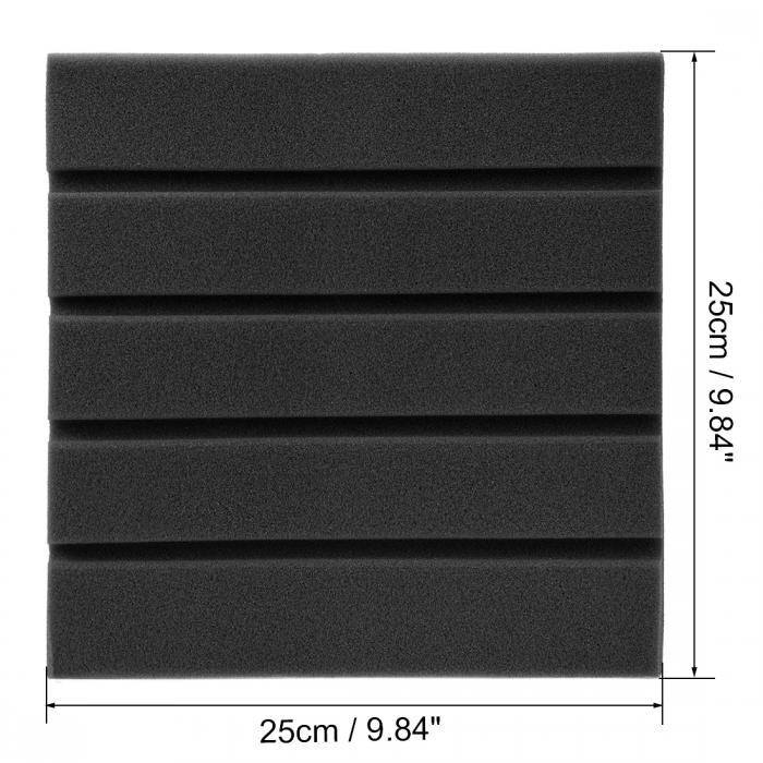 ソウテン アコースティックフォームパネル ノイズ吸収 防音スポンジ ストリップタイプ 25x25x2cm レコーディングスタジオ Ktv ブラック 2パック入り