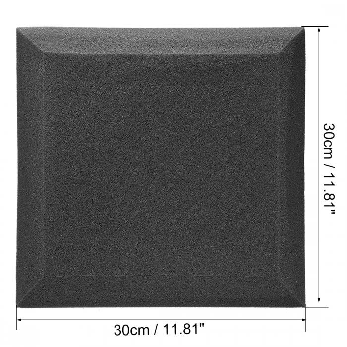 ソウテン アコースティックフォームパネル ノイズ吸収 防音スポンジ スクエア 30x30x5cm レコーディングスタジオ Ktv ブラック 4パック入り