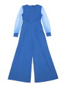 Allegra K ジャンプスーツ ワイドレッグ ロンパース エレガント V ネック メッシュ長袖 ルーズ パーティー レディース ブルー XL