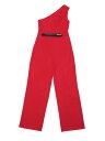 Allegra K ワイドレッグ ロンパース ジャンプスーツ ワンショルダー オールインワン ノースリーブ ベルト付き レディース レッド XL