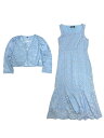 Allegra K ノースリーブワンピース フィッシュテール シースドレスとレースボレロ オープンフロント シュラッグ 花柄レース ドレス カーディガン 2点セット レディース ライトブルー XS(4)