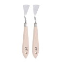 パレットナイフ 無垢材ハンドル ステンレス塗装混合スクレーパー 油彩アクリル画用ヘラ 21mmナイフ幅 #J-1 2個