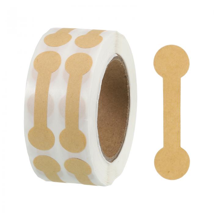 不正開封防止ラベル 空白 接着剤 ダンベル型トップステッカー コーヒーカップ 保存瓶用 11 x 42 mm 各ロール500カウント ブラウン 1ロール