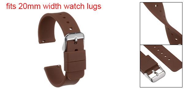 シリコン時計バンド 20 mm幅 クイックリリース 柔らかい ゴム 交換用時計ストラップ ステンレスバックル付き 男性女性用 ブラウン