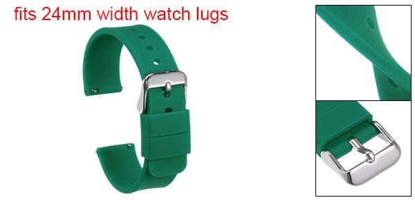 シリコン時計バンド 24 mm幅 クイックリリース 柔らかい ゴム 交換用時計ストラップ ステンレスバックル付き 男性女性用 ダークグリーン