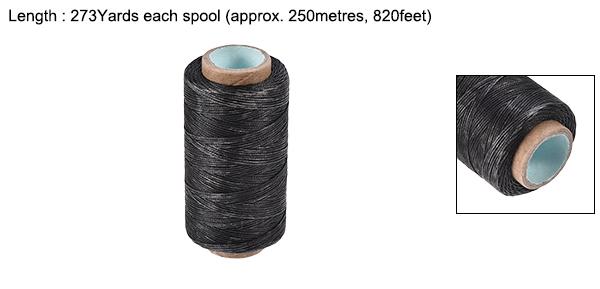 ソウテン レザーミシン糸 273ヤード150D / 1mm ポリエステルワックス糸コード フラットスレッド ハンドステッチ革製本用 クラフトDIY （濃い灰色）