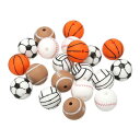 PATIKIL スポーツボールビーズ 20個 12 mm シリコーン スポーツビーズ バスケットボール サッカー 野球 フットボール バレーボール ルースビーズ DIY ネックレス ブレスレット用 マルチカラー
