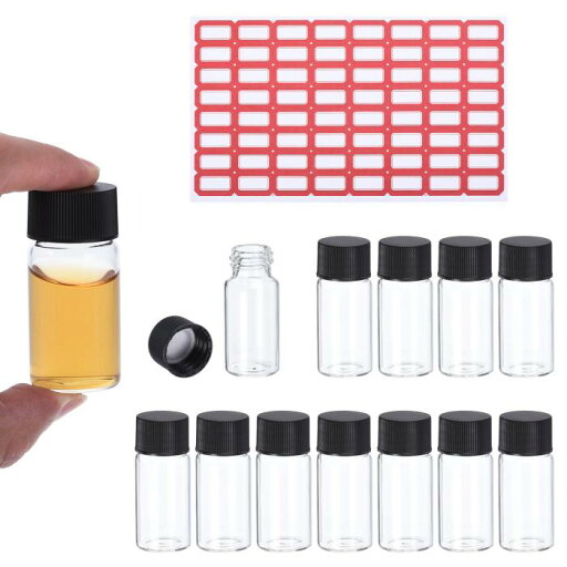 PATIKIL 10ml クリアガラスボトル 50個パック サンプルボトル スクリューキャップ付き しやくメディアボトル ラベル付き 漏れ防止液体サンプルガラスボトル ラボラトリー用 PATIKIL 10ml クリアガラスボトル 50個パック サンプルボトル スクリューキャップ付き しやくメディアボトル ラベル付き 漏れ防止液体サンプルガラスボトル ラボラトリー用
