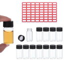 PATIKIL 20ml クリアガラスボトル 50個パック サンプルボトル スクリューキャップ付き しやくメディアボトル ラベル付き 漏れ防止液体サンプルガラス...