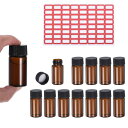 PATIKIL 20ml アンバーガラスボトル 25個パック サンプルボトル スクリューキャップ付き ラベル付き リーク防止液体ボトル ラボ用
