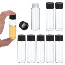 PATIKIL 15ml クリアガラスボトル 8個セット サンプルボトル スクリューキャップ付き しやく用メディアボトル ラベル書き込みスポットと目盛り付き 漏...