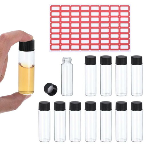 PATIKIL 15ml クリアガラスボトル 36個セット サンプルボトル スクリューキャップ付き しやく用メディアボトル ラベル付き 漏れ防止液体ボトル ラボ用 PATIKIL 15ml クリアガラスボトル 36個セット サンプルボトル スクリューキャップ付き しやく用メディアボトル ラベル付き 漏れ防止液体ボトル ラボ用