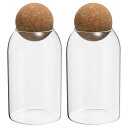 PATIKIL 800ml/27oz ガラス保存容器 ボールコルク付き 2個セット キッチンガラス瓶 キャンディジャー デコラティブガラスカ ニスター ナッツ 砂糖 コーヒー豆用