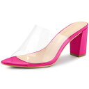 Allegra K サボサンダル クリア 透明 ミュール サンダル チャンキーヒール ポインテッドトゥ レディース ホットピンク 26.0cm(4)