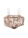 Allegra K キャミソール スパンコールトップ スパゲッティストラップ カーブヘム クロップ キャミトップス レディース ローズゴールド XL(4)