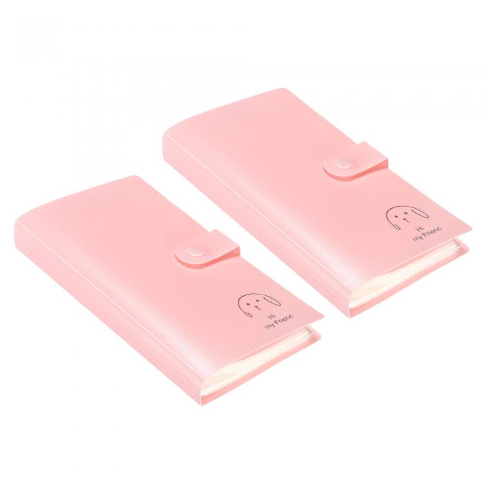 PATIKIL 名刺入れ 2個 プラスチック クレジットカード 携帯カードバインダー ブックネームカードオーガナイザー 女性男性用 ピンク