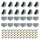90度プラスチックコーナーブレース50個 20x15x20mmナイロンシェルフ直角ブ ラケット キャビネット 食器棚用ネジ付き(グレー)