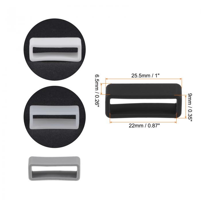 時計バンドストラップループ ゴム製 交換用ファスナーリング シリコンウォッチホルダーキーパー 22 mm幅時計バンド用 4カラー 8個 3