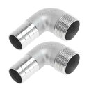 Partuto 2 Pcs ホースバーブフィッティング 1.2" BSP 女性パイプフィッティング 1.3" OD for Air Water Oil Gas Fuel 304ステンレススチール シルバートーン