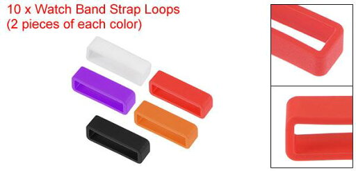 時計バンドストラップループ ゴム製 交換用ファスナーリング シリコンウォッチホルダーキーパー 24 mm幅時計バンド用 5カラー 10個