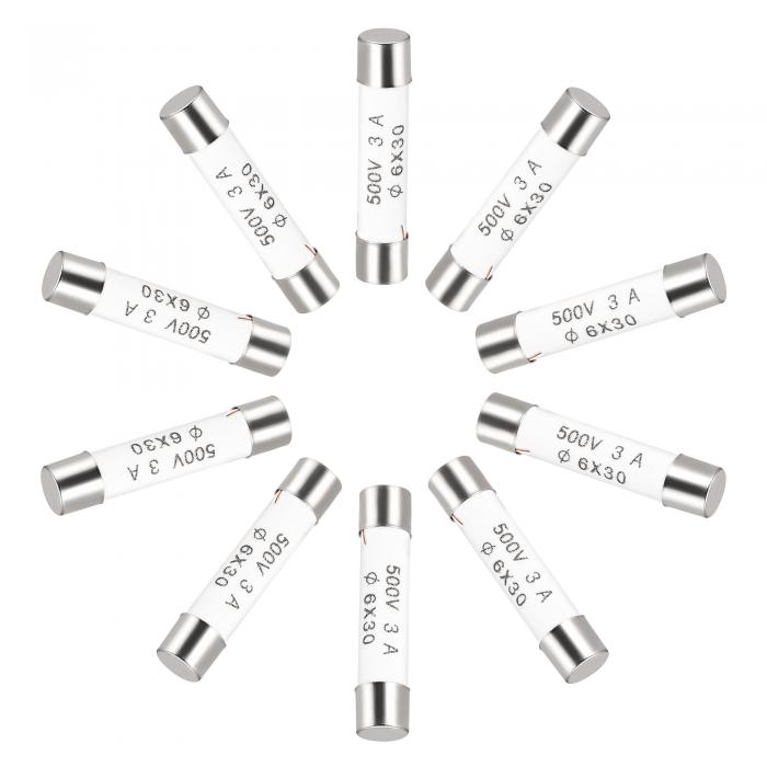 セラミックカートリッジヒューズ 3A 500V 6x30mm セラミックヒューズの高速ブロー交換 アンプ省エネランプバラスト用 10個