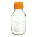 PATIKIL 500mL 培地ボトル 1個 丸型 3.3ホウケイ酸ガラスの目盛り付き 保存瓶 イエロースクリューキャップ付き ラボ ホーム用 クリア